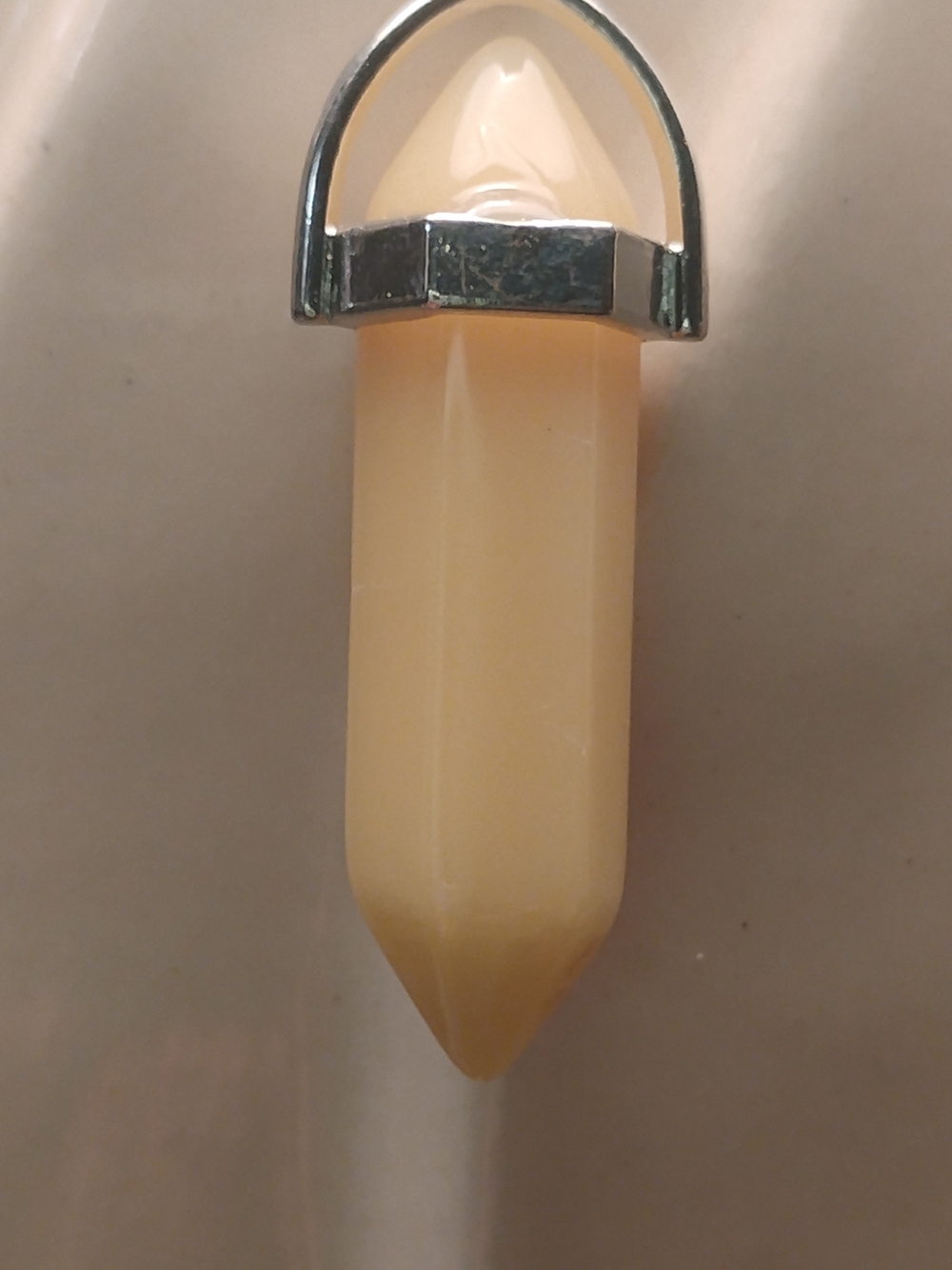 Yellow Calcite Pendant Charm with Silver Bail